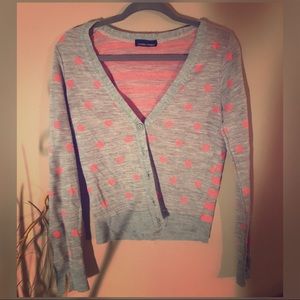 EUC CORAL AND GRAY CARDIGAN